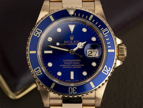 rolex submariner solid gold 16618 16808|Rolex Submariner 16618 yellow gold.